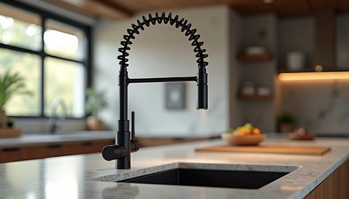 شیرآلات با ارتفاع بالا و چندمنظوره ( شیر شاوری مشکی برای ظرفشویی )